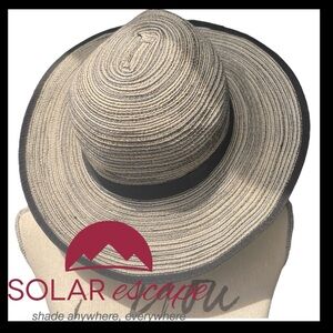 Solar Escape Grey/Black Packable Adjustable Wide Brim Sun Hat